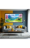 Nature Landscape Floating Frame Scenery Digital Print - (I5749) - 12x24 inch Modern Nature Wall Art for Living Room, Bedroom, Office, Hotels, Drawing Room