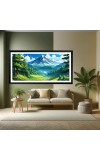 Nature Landscape Floating Frame Scenery Digital Print - (I5584) - 12x24 inch Modern Nature Wall Art for Living Room, Bedroom, Office, Hotels, Drawing Room