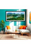 Nature Landscape Floating Frame Scenery Digital Print - (I5539) - 12x24 inch Modern Nature Wall Art for Living Room, Bedroom, Office, Hotels, Drawing Room