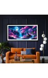 Nature Landscape Floating Frame Scenery Digital Print - (I5891) - 12x24 inch Modern Nature Wall Art for Living Room, Bedroom, Office, Hotels, Drawing Room