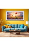 Nature Landscape Floating Frame Scenery Digital Print - (I5758) - 12x24 inch Modern Nature Wall Art for Living Room, Bedroom, Office, Hotels, Drawing Room