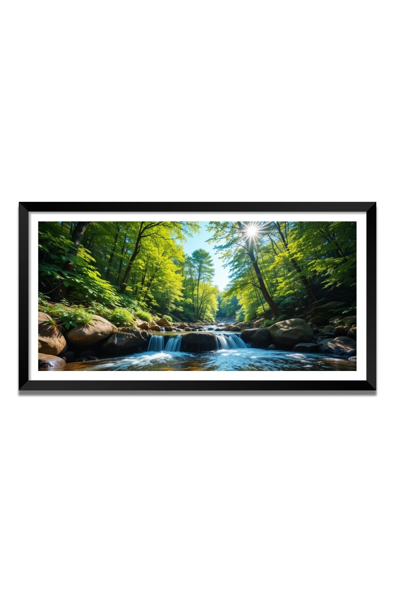 Nature Landscape Floating Frame Scenery Digital Print - (I5770) - 12x24 inch Modern Nature Wall Art for Living Room, Bedroom, Office, Hotels, Drawing Room