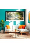 Nature Landscape Floating Frame Scenery Digital Print - (I5610) - 12x24 inch Modern Nature Wall Art for Living Room, Bedroom, Office, Hotels, Drawing Room