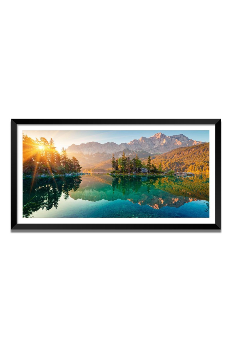 Nature Landscape Floating Frame Scenery Digital Print - (I5873) - 12x24 inch Modern Nature Wall Art for Living Room, Bedroom, Office, Hotels, Drawing Room