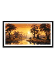 Nature Landscape Floating Frame Scenery Digital Print - (I5795) - 12x24 inch Modern Nature Wall Art for Living Room, Bedroom, Office, Hotels, Drawing Room