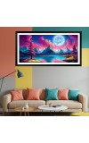 Nature Landscape Floating Frame Scenery Digital Print - (I5883) - 12x24 inch Modern Nature Wall Art for Living Room, Bedroom, Office, Hotels, Drawing Room