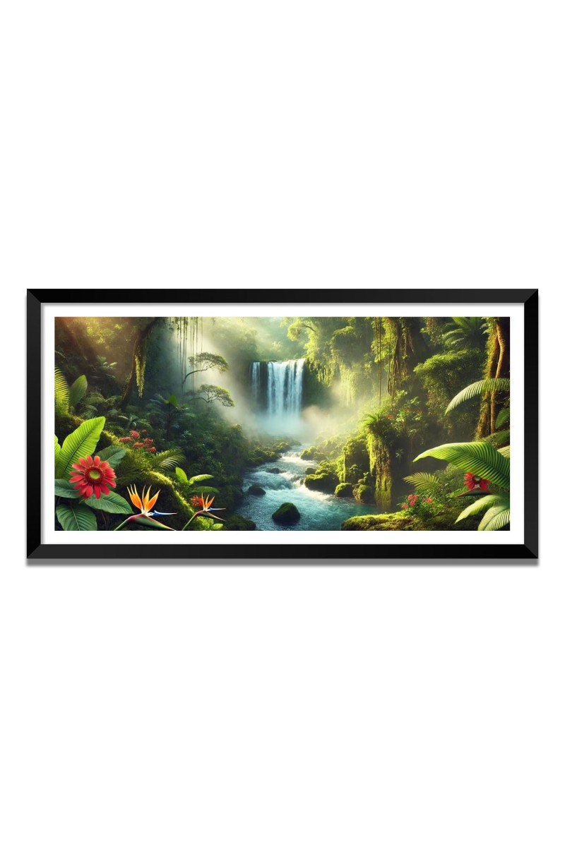 Nature Landscape Floating Frame Scenery Digital Print - (I5595) - 12x24 inch Modern Nature Wall Art for Living Room, Bedroom, Office, Hotels, Drawing Room
