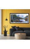 Nature Landscape Floating Frame Scenery Digital Print - (I5581) - 12x24 inch Modern Nature Wall Art for Living Room, Bedroom, Office, Hotels, Drawing Room