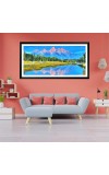 Nature Landscape Floating Frame Scenery Digital Print - (I5884) - 12x24 inch Modern Nature Wall Art for Living Room, Bedroom, Office, Hotels, Drawing Room