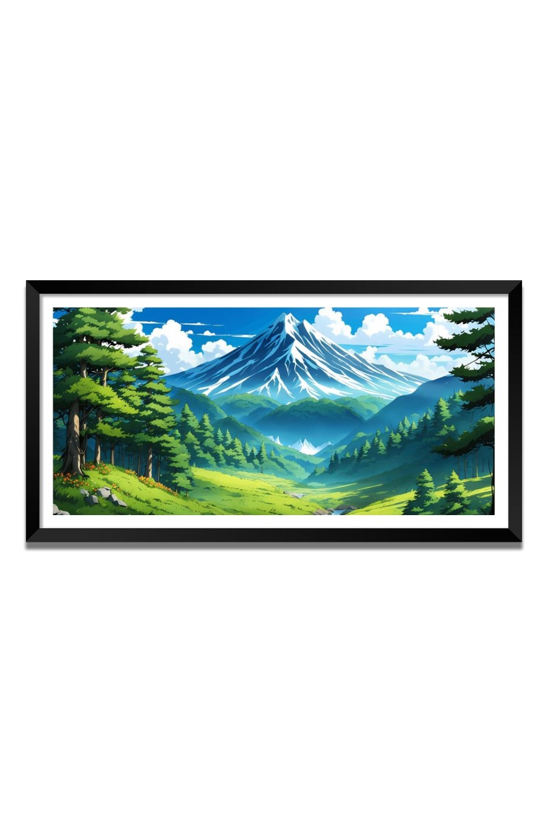 Nature Landscape Floating Frame Scenery Digital Print - (I5584) - 12x24 inch Modern Nature Wall Art for Living Room, Bedroom, Office, Hotels, Drawing Room