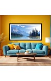 Nature Landscape Floating Frame Scenery Digital Print - (I5555) - 12x24 inch Modern Nature Wall Art for Living Room, Bedroom, Office, Hotels, Drawing Room
