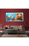 Nature Landscape Floating Frame Scenery Digital Print - (I5722) - 12x24 inch Modern Nature Wall Art for Living Room, Bedroom, Office, Hotels, Drawing Room