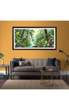 Nature Landscape Floating Frame Scenery Digital Print - (I5781) - 24x48 inch Modern Nature Wall Art for Living Room, Bedroom, Office, Hotels, Drawing Room