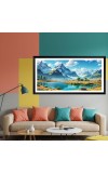 Nature Landscape Floating Frame Scenery Digital Print - (I5933) - 12x24 inch Modern Nature Wall Art for Living Room, Bedroom, Office, Hotels, Drawing Room