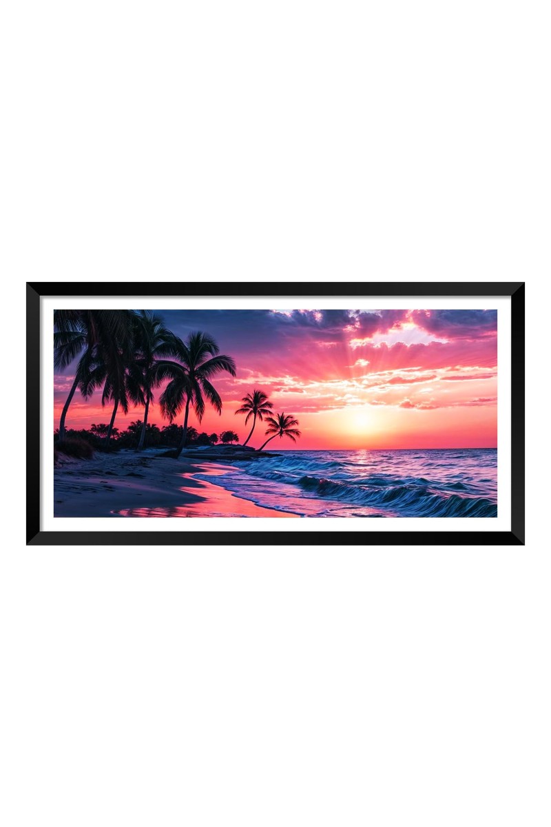 Nature Landscape Floating Frame Scenery Digital Print - (I5890) - 12x24 inch Modern Nature Wall Art for Living Room, Bedroom, Office, Hotels, Drawing Room