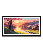 Nature Landscape Floating Frame Scenery Digital Print - (I5785) - 12x24 inch Modern Nature Wall Art for Living Room, Bedroom, Office, Hotels, Drawing Room