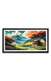 Nature Landscape Floating Frame Scenery Digital Print - (I5597) - 12x24 inch Modern Nature Wall Art for Living Room, Bedroom, Office, Hotels, Drawing Room