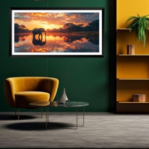 Nature Landscape Floating Frame Scenery Digital Print - (I5662) - 12x24 inch Modern Nature Wall Art for Living Room, Bedroom, Office, Hotels, Drawing Room