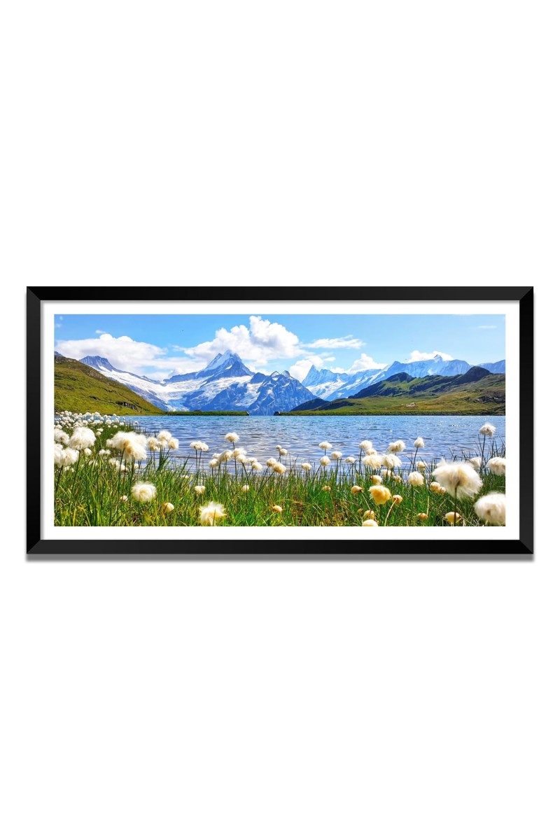 Nature Landscape Floating Frame Scenery Digital Print - (I5856) - 12x24 inch Modern Nature Wall Art for Living Room, Bedroom, Office, Hotels, Drawing Room