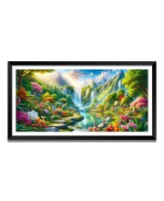 Nature Landscape Floating Frame Scenery Digital Print - (I5834) - 12x24 inch Modern Nature Wall Art for Living Room, Bedroom, Office, Hotels, Drawing Room
