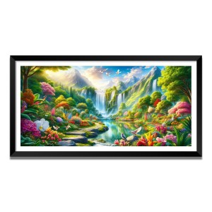 Nature Landscape Floating Frame Scenery Digital Print - (I5834) - 12x24 inch Modern Nature Wall Art for Living Room, Bedroom, Office, Hotels, Drawing Room