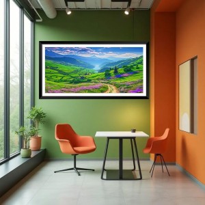 Nature Landscape Floating Frame Scenery Digital Print - (I5863) - 12x24 inch Modern Nature Wall Art for Living Room, Bedroom, Office, Hotels, Drawing Room