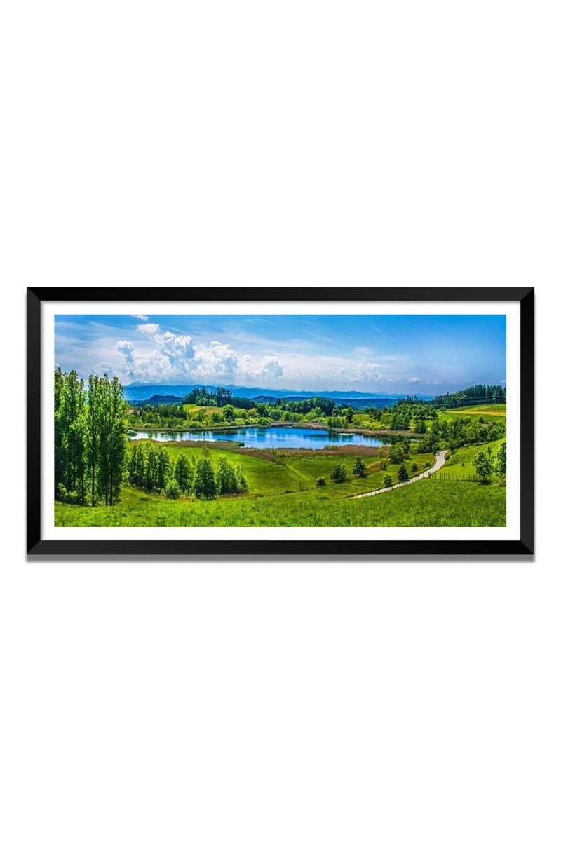 Nature Landscape Floating Frame Scenery Digital Print - (I5857) - 12x24 inch Modern Nature Wall Art for Living Room, Bedroom, Office, Hotels, Drawing Room