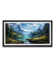 Nature Landscape Floating Frame Scenery Digital Print - (I5879) - 12x24 inch Modern Nature Wall Art for Living Room, Bedroom, Office, Hotels, Drawing Room