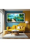 Nature Landscape Floating Frame Scenery Digital Print - (I5754) - 12x24 inch Modern Nature Wall Art for Living Room, Bedroom, Office, Hotels, Drawing Room