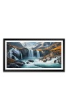 Nature Landscape Floating Frame Scenery Digital Print - (I5604) - 12x24 inch Modern Nature Wall Art for Living Room, Bedroom, Office, Hotels, Drawing Room