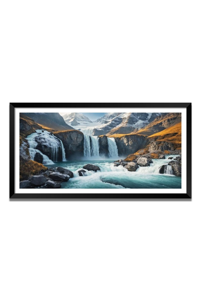 Nature Landscape Floating Frame Scenery Digital Print - (I5604) - 12x24 inch Modern Nature Wall Art for Living Room, Bedroom, Office, Hotels, Drawing Room
