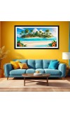 Nature Landscape Floating Frame Scenery Digital Print - (I5757) - 12x24 inch Modern Nature Wall Art for Living Room, Bedroom, Office, Hotels, Drawing Room