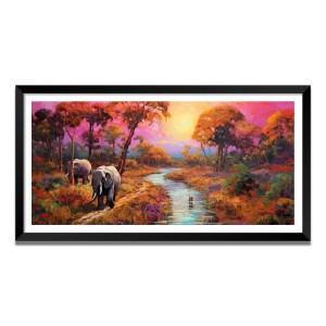 Nature Landscape Floating Frame Scenery Digital Print - (I5641) - 12x24 inch Modern Nature Wall Art for Living Room, Bedroom, Office, Hotels, Drawing Room