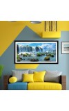 Nature Landscape Floating Frame Scenery Digital Print - (I5746) - 12x24 inch Modern Nature Wall Art for Living Room, Bedroom, Office, Hotels, Drawing Room