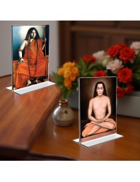 Sri Sri Pranabananda and Sri Babbaji Acrylic T-Style Photo Stand - 11x13 Inches, Compact and Stylish Spiritual Display, easily change 2 photos (Pack of 1)