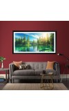 Nature Landscape Floating Frame Scenery Digital Print - (I5721) - 12x24 inch Modern Nature Wall Art for Living Room, Bedroom, Office, Hotels, Drawing Room