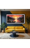 Nature Landscape Floating Frame Scenery Digital Print - (I5788) - 12x24 inch Modern Nature Wall Art for Living Room, Bedroom, Office, Hotels, Drawing Room