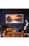 Nature Landscape Floating Frame Scenery Digital Print - (I5772) - 12x24 inch Modern Nature Wall Art for Living Room, Bedroom, Office, Hotels, Drawing Room