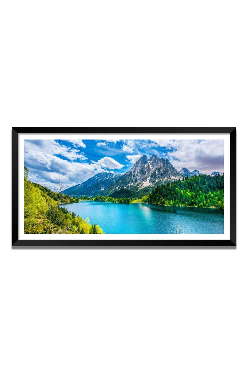 Nature Landscape Floating Frame Scenery Digital Print - (I5838) - 12x24 inch Modern Nature Wall Art for Living Room, Bedroom, Office, Hotels, Drawing Room