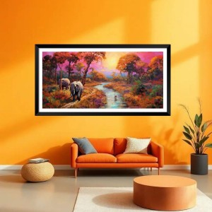 Nature Landscape Floating Frame Scenery Digital Print - (I5641) - 12x24 inch Modern Nature Wall Art for Living Room, Bedroom, Office, Hotels, Drawing Room