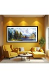 Nature Landscape Floating Frame Scenery Digital Print - (I5563) - 12x24 inch Modern Nature Wall Art for Living Room, Bedroom, Office, Hotels, Drawing Room