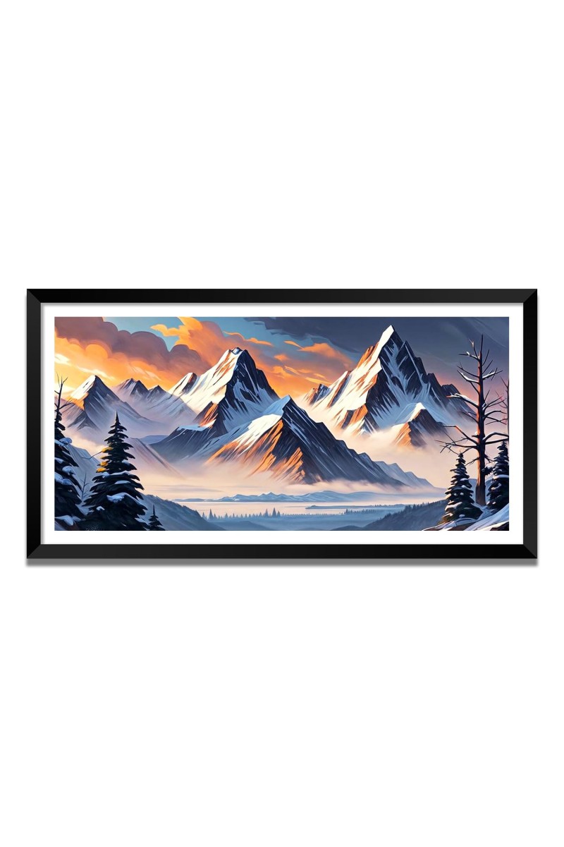 Nature Landscape Floating Frame Scenery Digital Print - (I5575) - 12x24 inch Modern Nature Wall Art for Living Room, Bedroom, Office, Hotels, Drawing Room