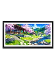 Nature Landscape Floating Frame Scenery Digital Print - (I5842) - 12x24 inch Modern Nature Wall Art for Living Room, Bedroom, Office, Hotels, Drawing Room