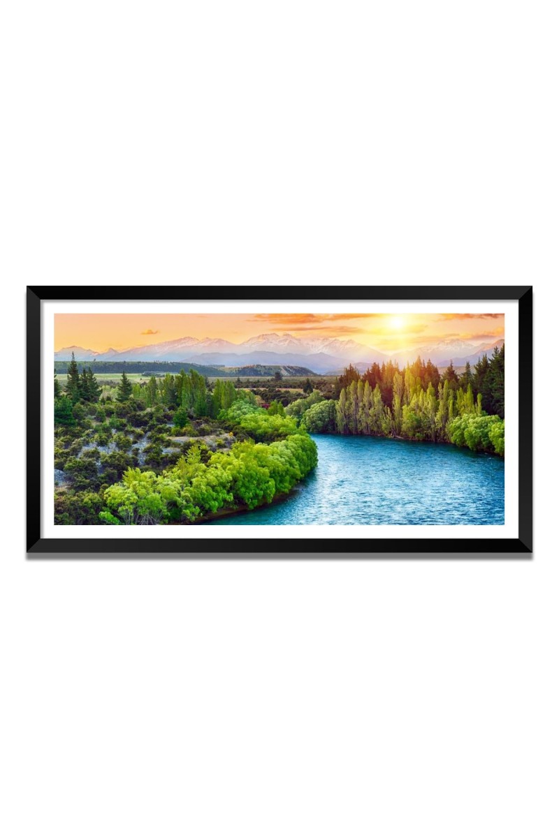 Nature Landscape Floating Frame Scenery Digital Print - (I5705) - 12x24 inch Modern Nature Wall Art for Living Room, Bedroom, Office, Hotels, Drawing Room