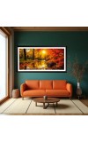 Nature Landscape Floating Frame Scenery Digital Print - (I5868) - 12x24 inch Modern Nature Wall Art for Living Room, Bedroom, Office, Hotels, Drawing Room