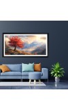 Nature Landscape Floating Frame Scenery Digital Print - (I5703) - 12x24 inch Modern Nature Wall Art for Living Room, Bedroom, Office, Hotels, Drawing Room