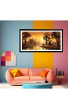 Nature Landscape Floating Frame Scenery Digital Print - (I5795) - 12x24 inch Modern Nature Wall Art for Living Room, Bedroom, Office, Hotels, Drawing Room