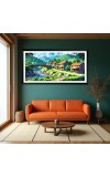 Nature Landscape Floating Frame Scenery Digital Print - (I5717) - 12x24 inch Modern Nature Wall Art for Living Room, Bedroom, Office, Hotels, Drawing Room