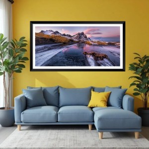 Nature Landscape Floating Frame Scenery Digital Print - (I5540) - 12x24 inch Modern Nature Wall Art for Living Room, Bedroom, Office, Hotels, Drawing Room