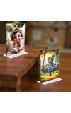 Bal Gopal Sri Krishna Acrylic T-Style Photo Stand - 11x13 Inches, Compact and Stylish Spiritual Display, easily change 2 photos (Pack of 1)